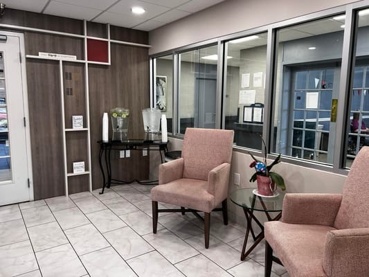 Comfortable seating area in the facility lobby