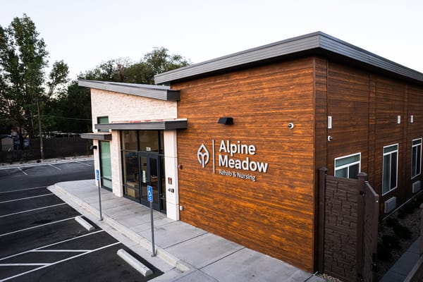 Modern exterior of Alpine Meadow Rehab & Nursing facility