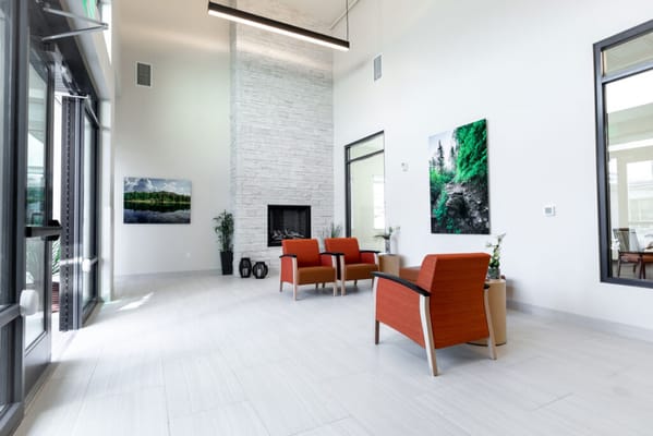 Bright common area with modern seating