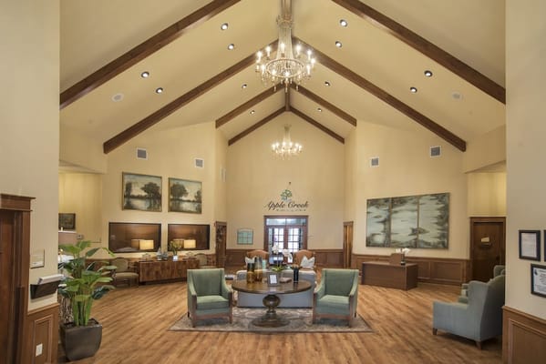 Bright and spacious common area with seating and decor