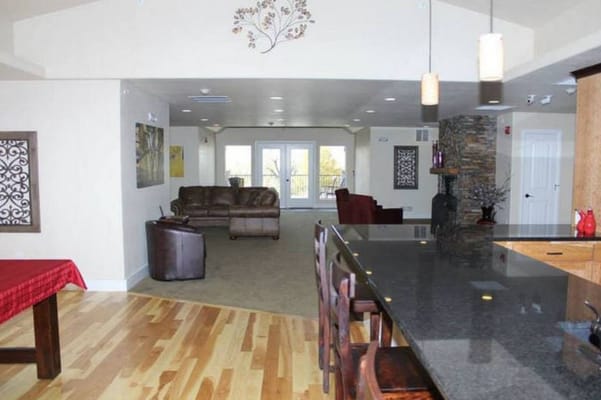 Interior view of a modern common area with furniture