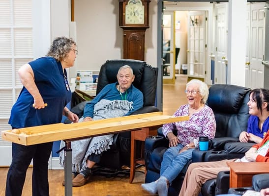 Residents enjoying an activity in a common area