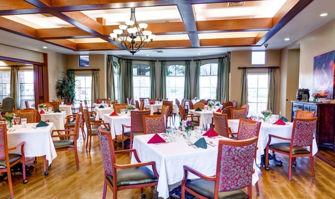 Elegant dining room set up for a meal