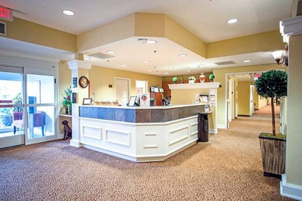 Interior view of a reception area and hallway