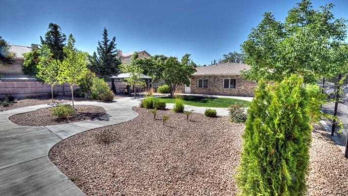 Beautiful garden area at a senior living facility