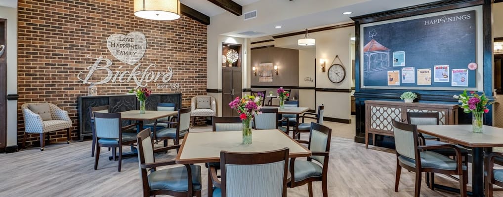 Interior common area with tables and flowers