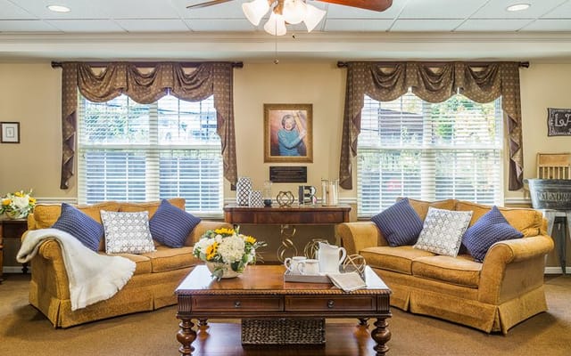 Cozy common area with sofas and decorative elements