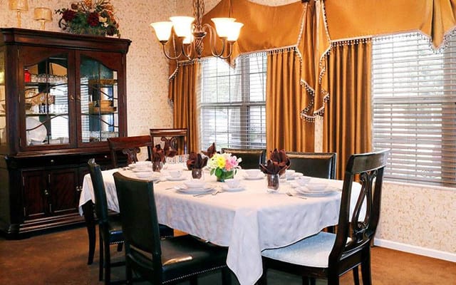 Elegant dining room set up for a meal
