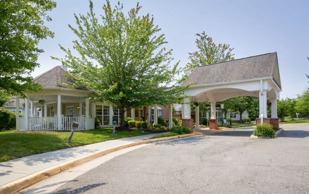 Exterior view of the Braddock Glen entrance with landscaping