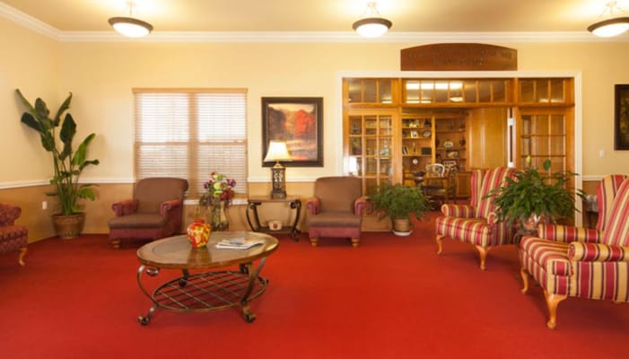 Comfortable common area with seating and decor