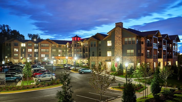 Exterior view of Brightview Fair Oaks at dusk