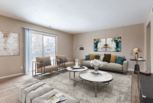 Bright common area with comfortable seating