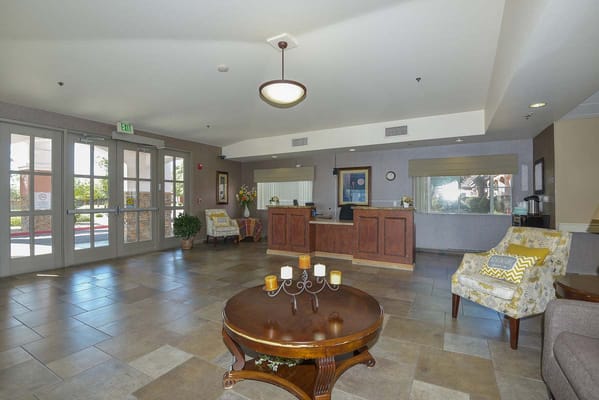 Bright and welcoming lobby area with seating