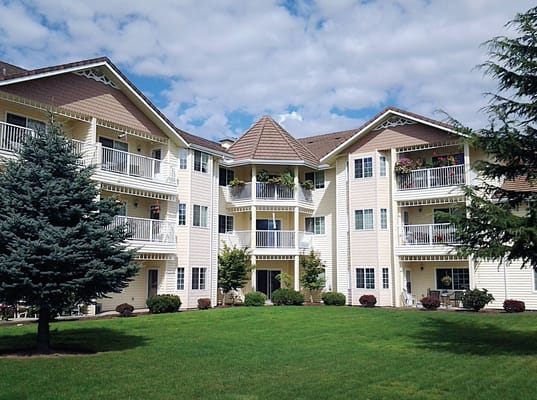 Exterior view of a senior living facility building