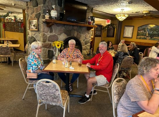 Residents enjoying a meal in the dining room