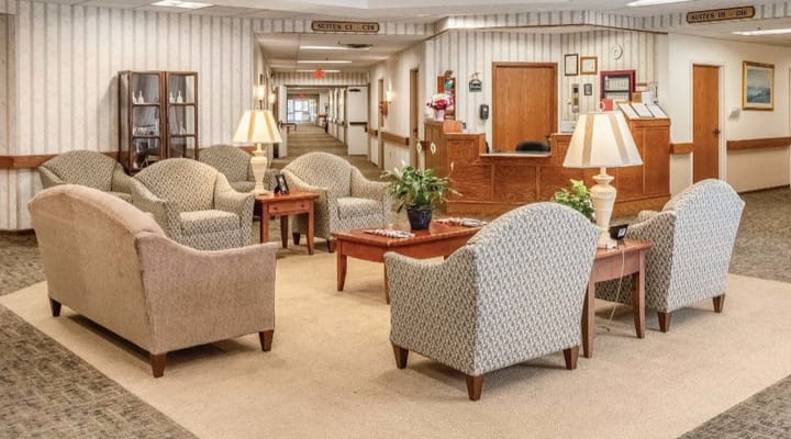 Common area lounge with seating arrangements