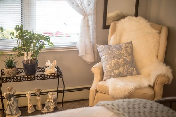 Cozy reading corner with a chair and decor