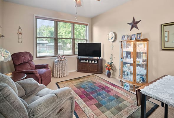 Cozy living space with a TV and decorative items