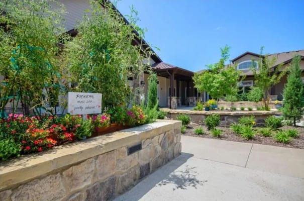 Entrance and garden area of the facility