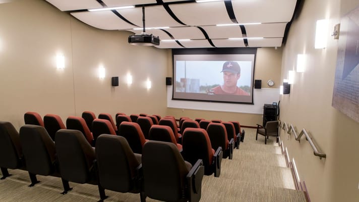 Interior view of a community movie theater room