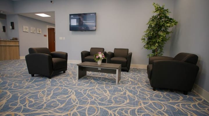 Comfortable seating area in a facility lobby