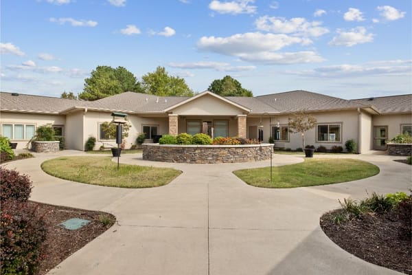Outdoor area with landscaped gardens and pathways