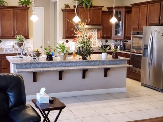 Modern kitchen in an assisted living facility's common area