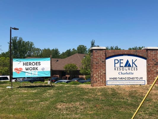 Signage outside Peak Resources Charlotte facility