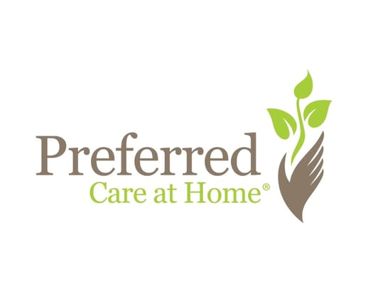 Logo of Preferred Home Care of New York featuring a hand and leaves.