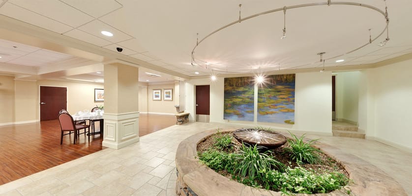 Interior common area with seating and art