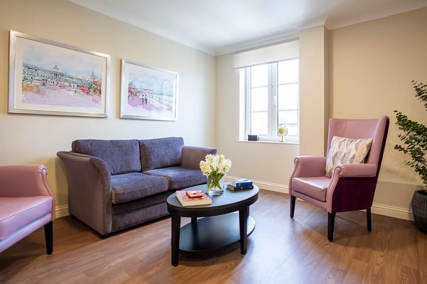 A cozy lounge area with comfortable seating