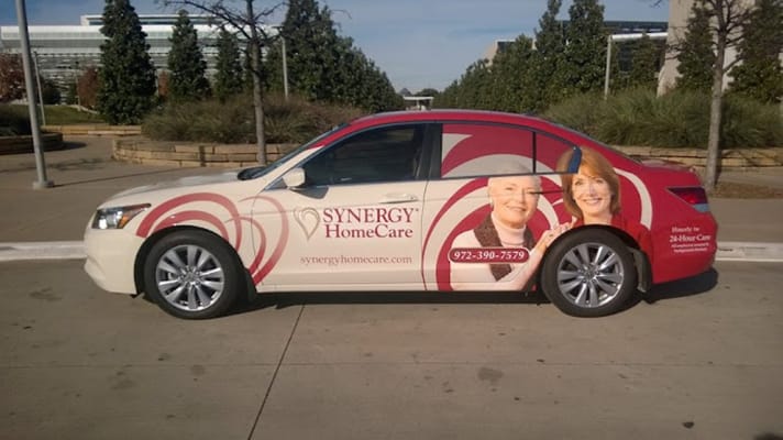 Company vehicle displaying Synergy HomeCare branding