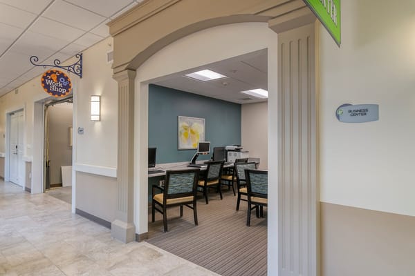 Interior view of a business center in the facility
