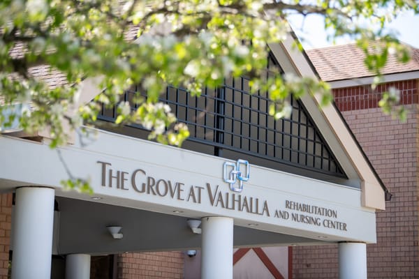 Entrance sign of The Grove at Valhalla Rehabilitation and Nursing Center