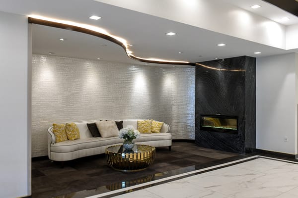 Stylish lobby with a sofa and modern decor
