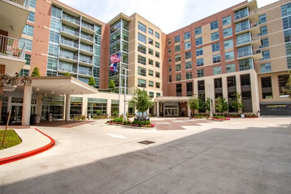 Main entrance area of The Village of River Oaks senior living facility