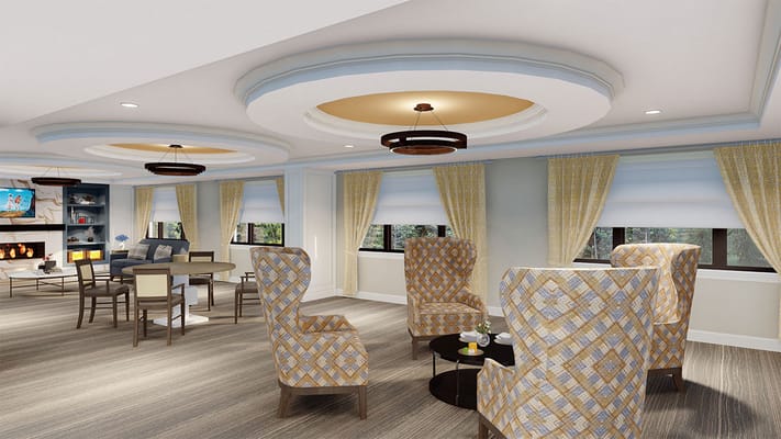 Spacious living room with comfortable seating and modern decor