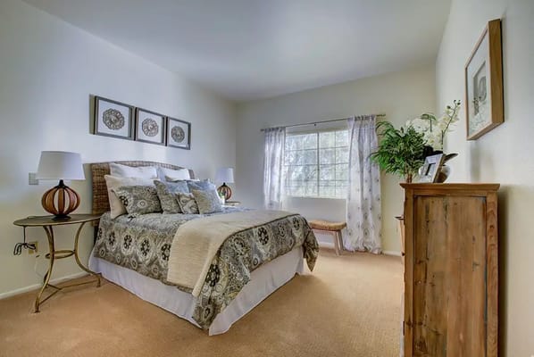Cozy bedroom in a senior living facility