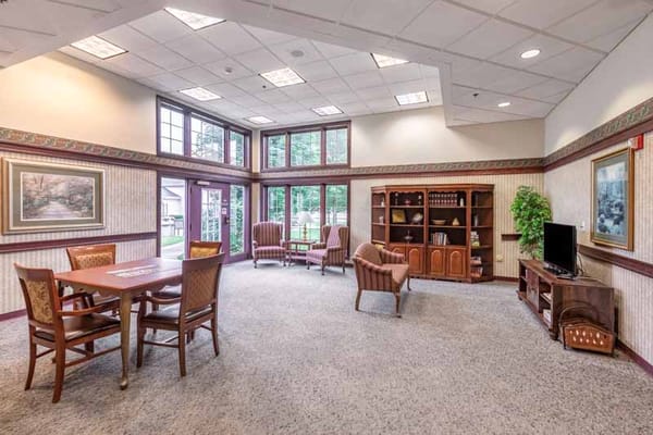 Cozy common area with seating and natural light