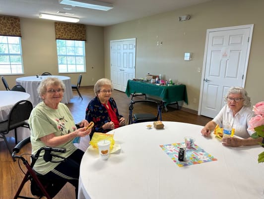 Residents enjoying time together in a common area