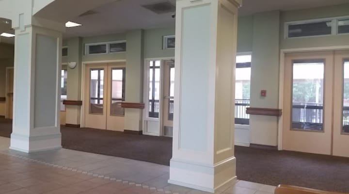 Interior view of the lobby at Woldenberg Village