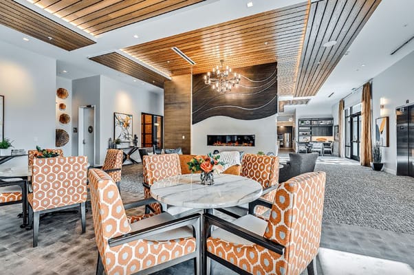 Bright common area with modern furnishings and decor