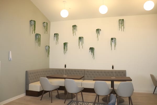 Interior lounge area with modern seating and decor