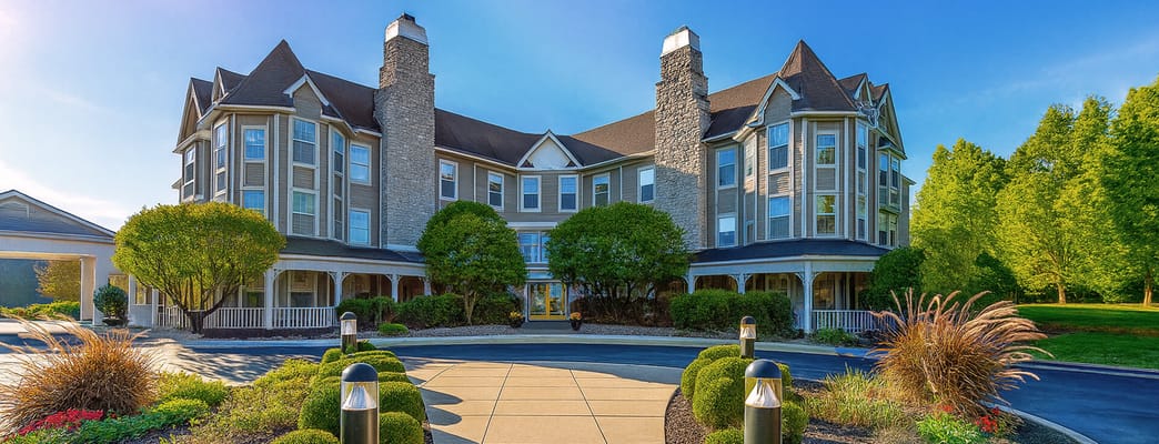 Exterior view of Bloom at Kessler with gardens and pathways