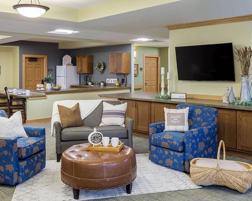 Cozy common area with comfortable seating and decor