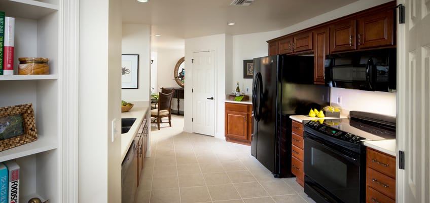 Interior view of a kitchen in a senior living facility