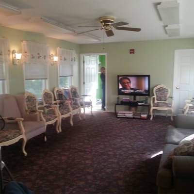 Common area in the assisted living facility with residents