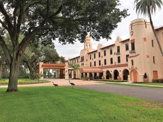 Exterior view of Lake Gibson Village with landscaped grounds