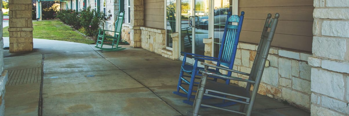 Rocking chairs on a covered patio