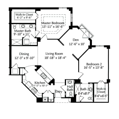 Architectural floor plan of a residential layout
